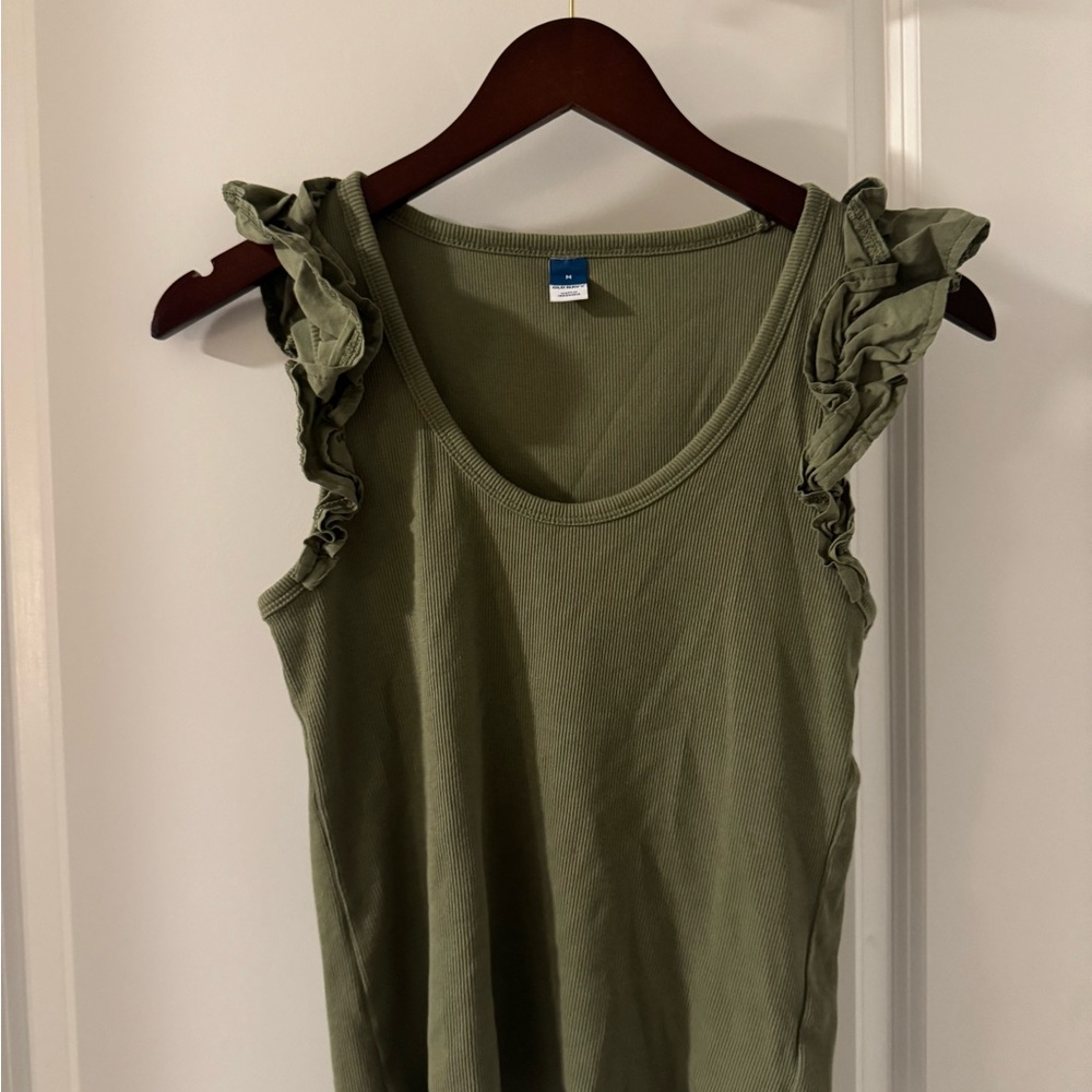 Old Navy Olive Green Ruffle Sleeve Top